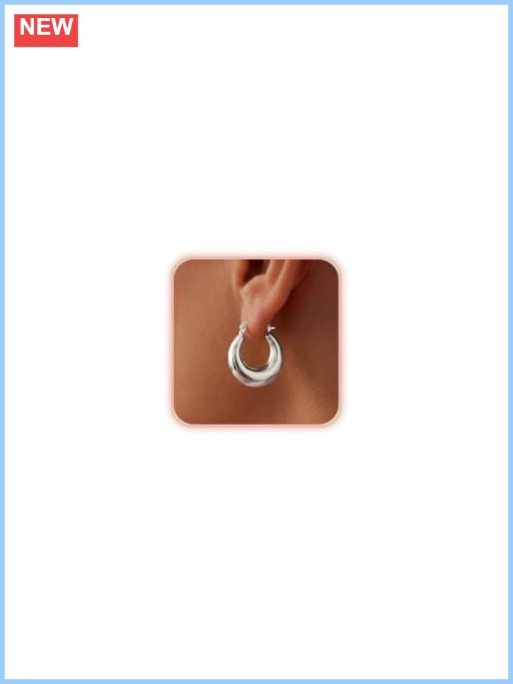 Chunky Hoop Earrings Silver Plated 25mm Huggie Hoops Hypoallergenic